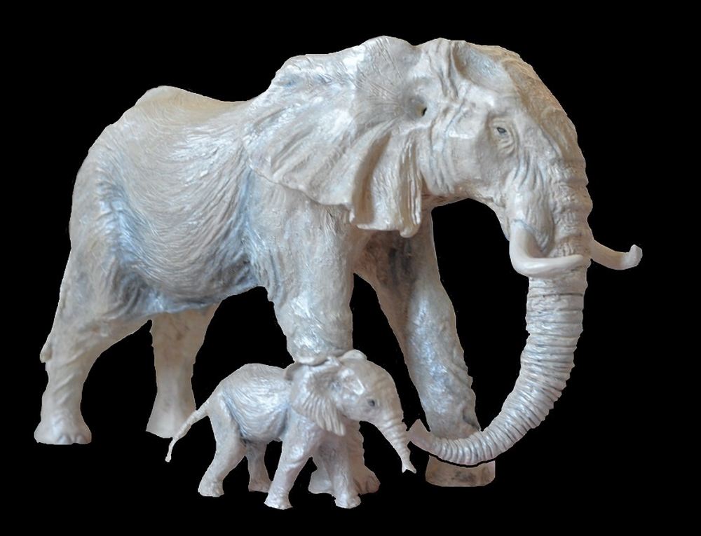 P.Troincher - Eléphant et son éléphanteau